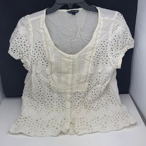 American Eagle ivory eyelet top size L